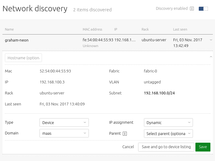 network discovery page