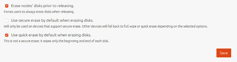 disk erasure default settings