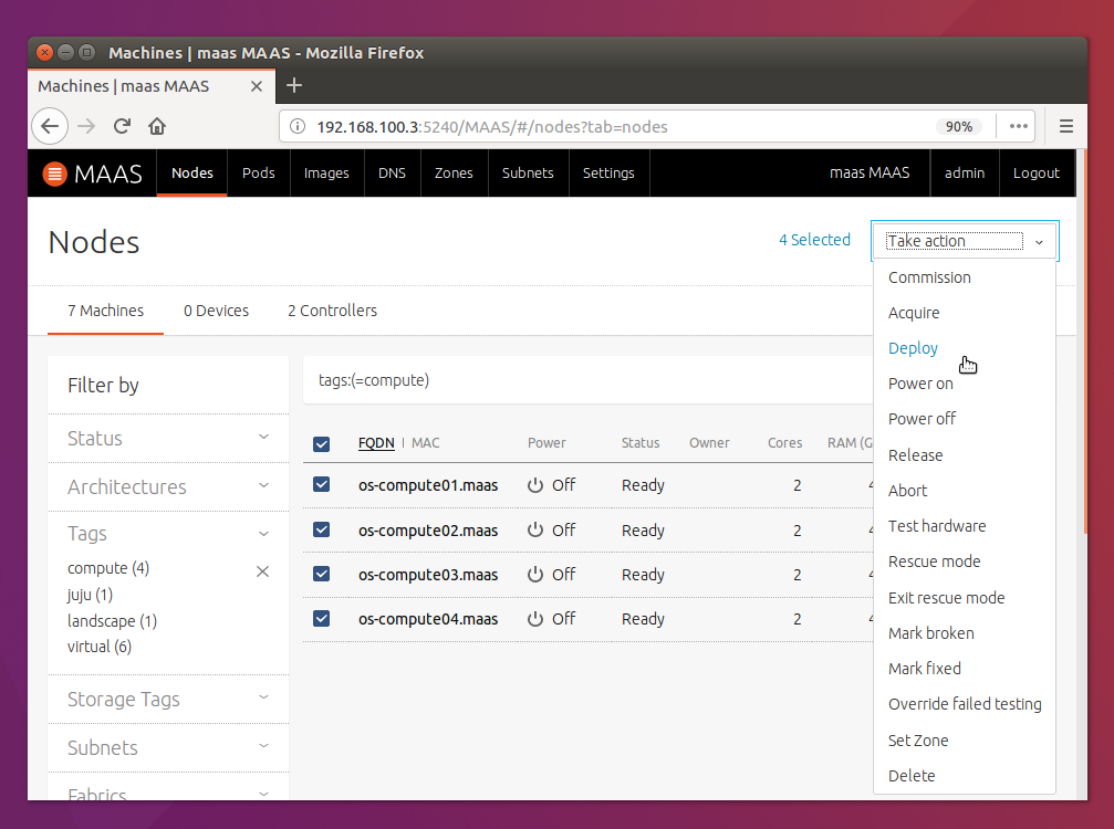 Node filter and deployment