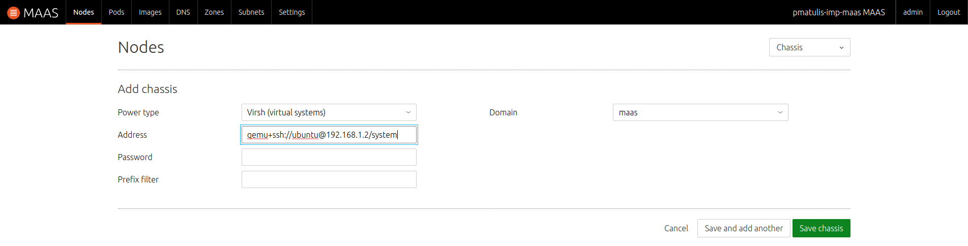 add node via chassis